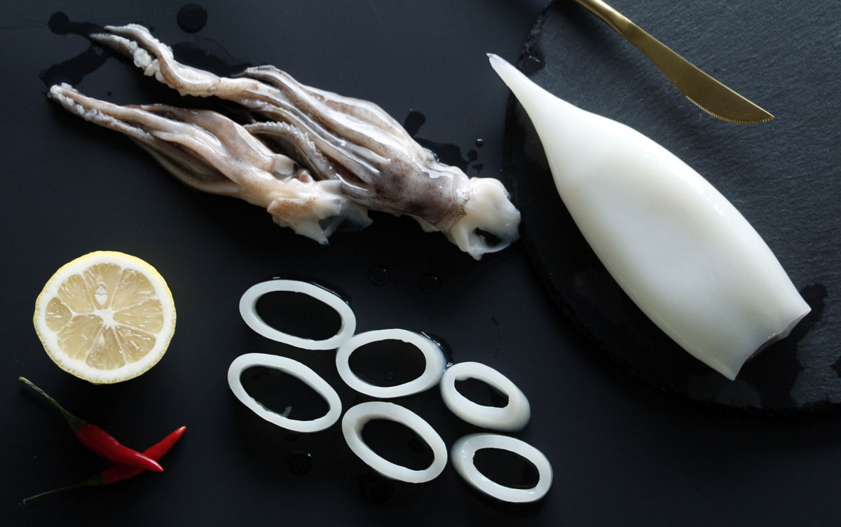 Squid t+o r+o and squid head from the sea of Japan